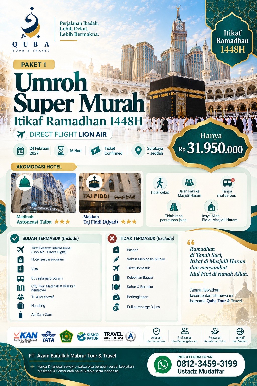 Paket Hemat Iktikaf - Rp31.950.000